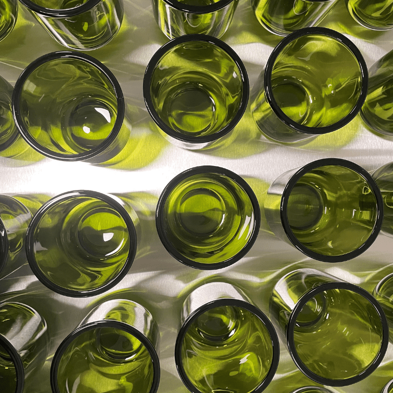 Jars lined up and ready—every Indie Session begins with a fresh canvas for your creativity. Candle jars ready for pouring at a 95indies Indie Sessions workshop